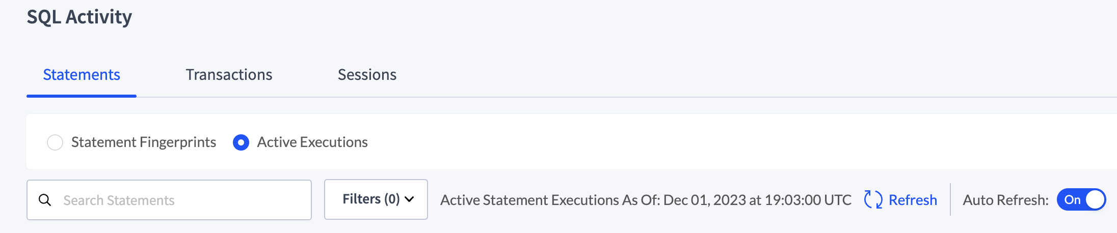 Active executions view refresh