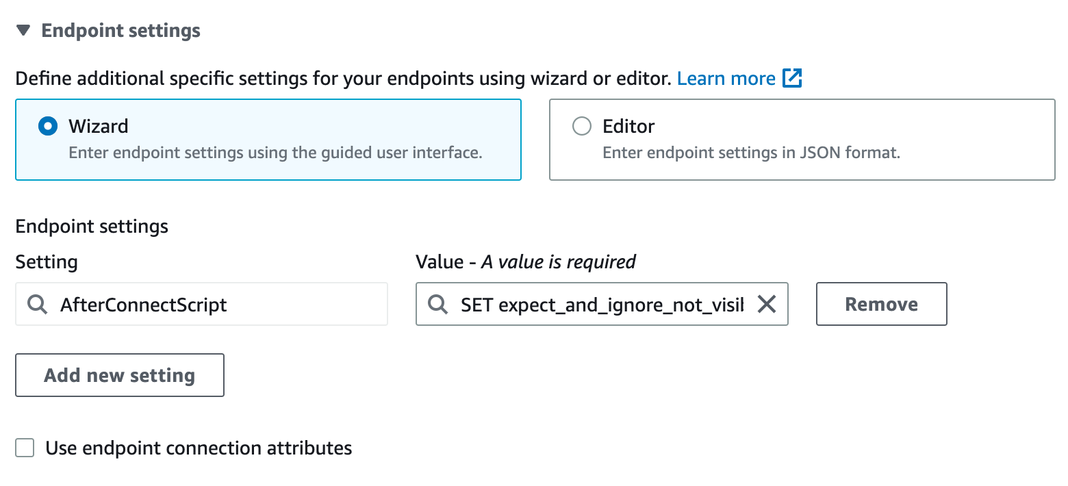 AWS-DMS-Endpoint-Settings