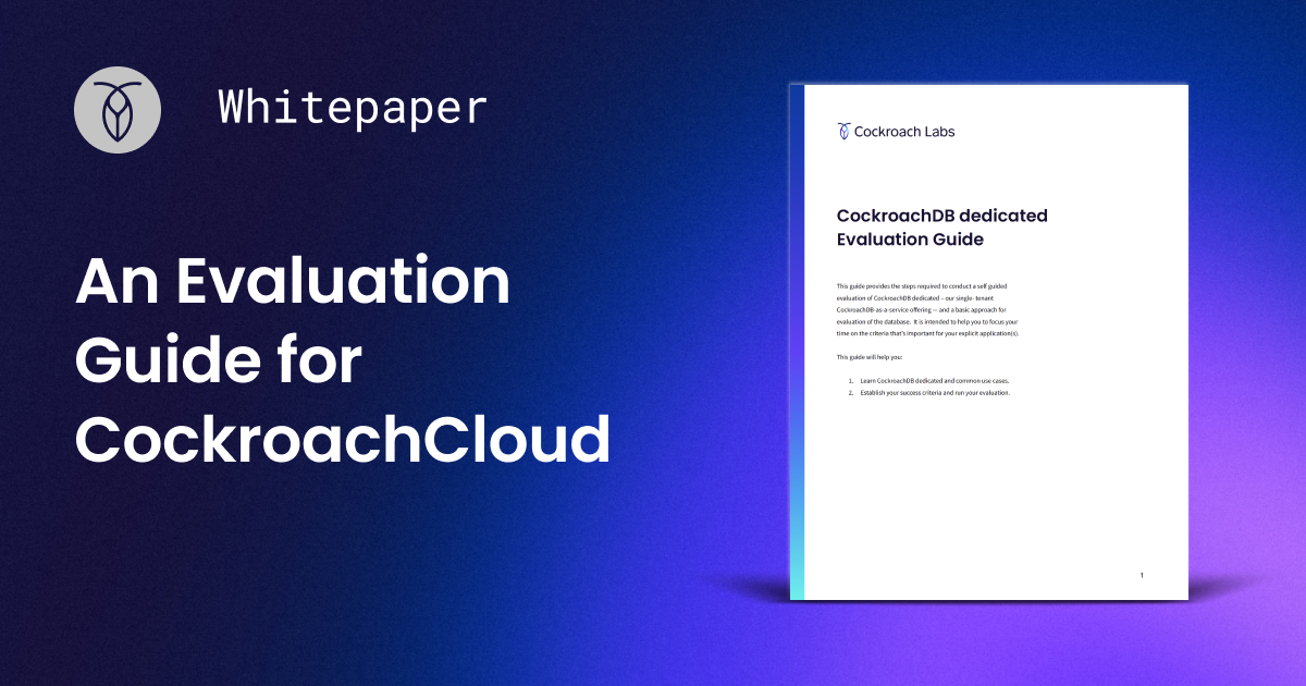 Evaluation Guide | CockroachCloud