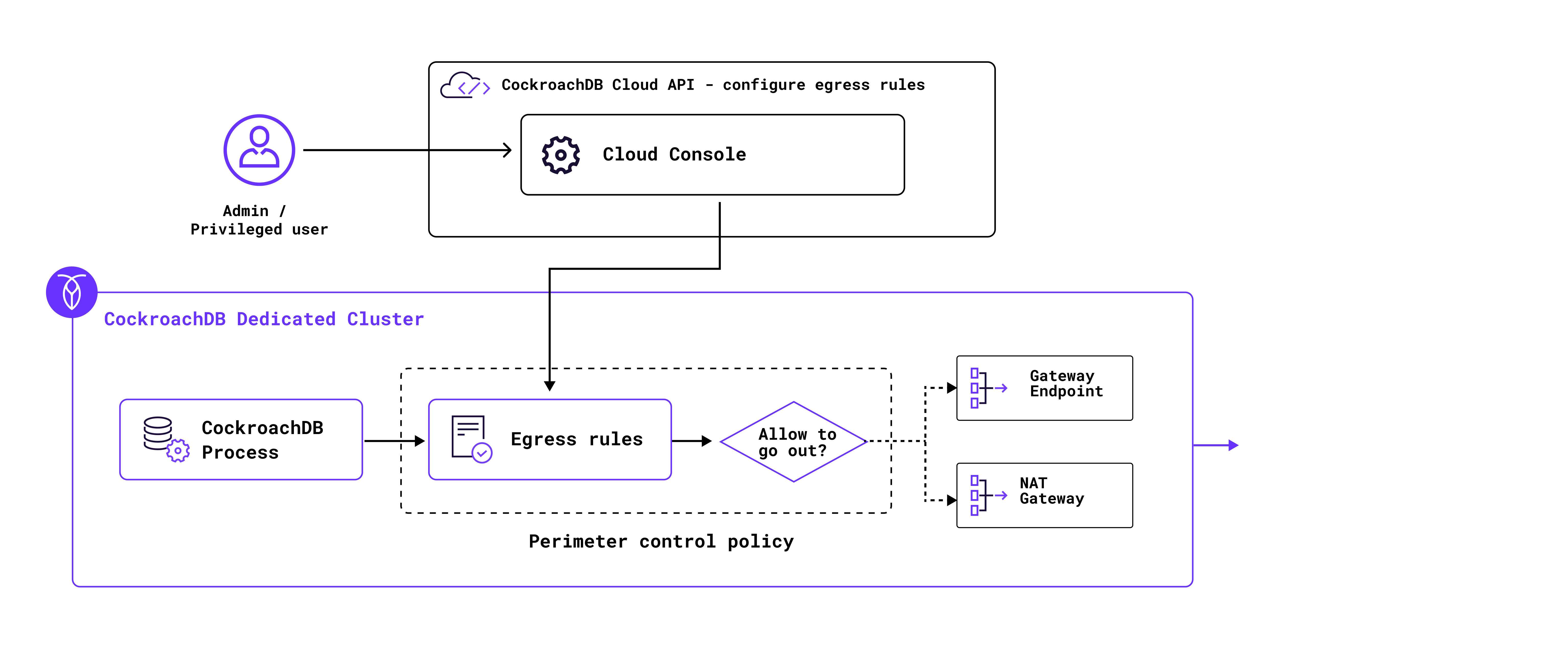 Secure network egress with private CockroachDB clusters